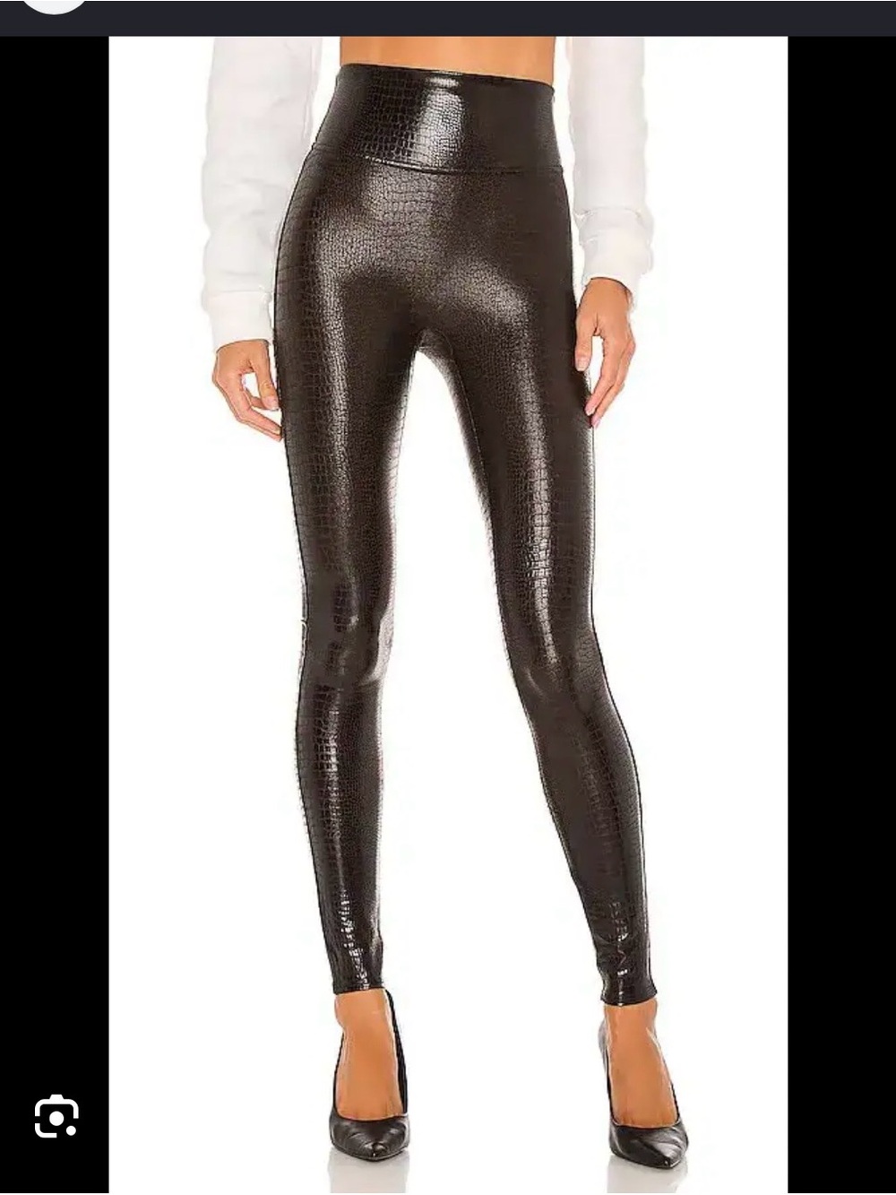 High-Waist Croc-Embossed Faux Leather Leggings
